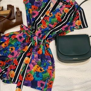 Yumi Kim Floral & Stripe Silk Romper XS